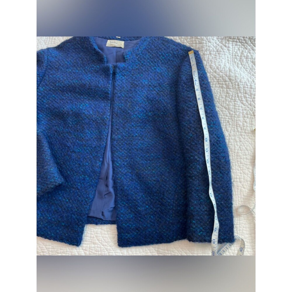 Vintage Battelsteins Houston 1960s Wool Lady Day Jacket Sz 14 Blue Career Luxury - Picture 7 of 11